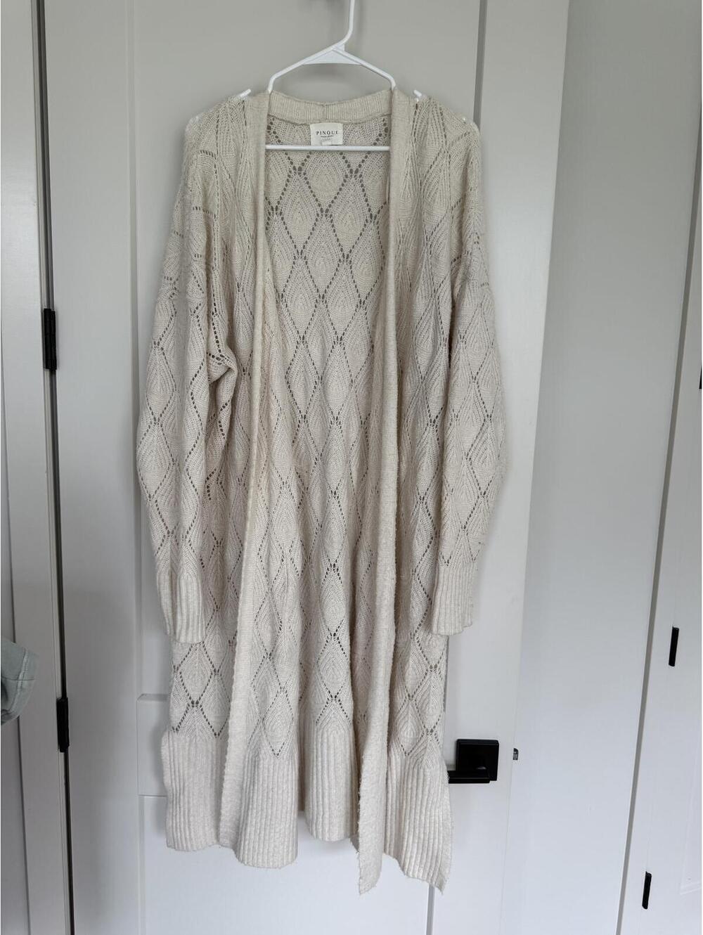 Pinque Open Knit Long Cardigan Sweater 3X
